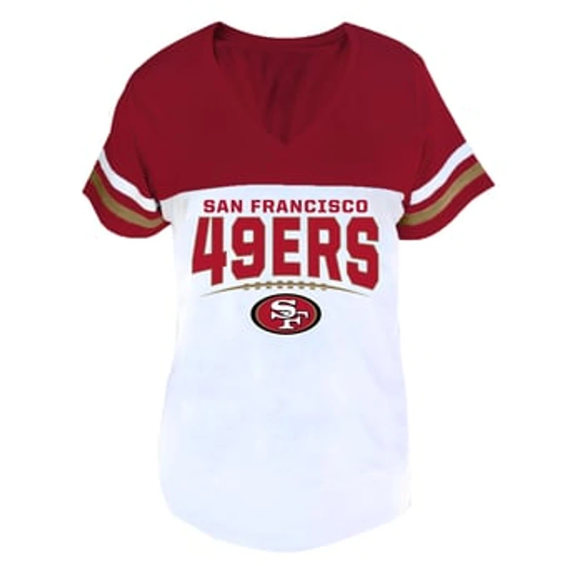 Women's Profile Scarlet/White San Francisco 49ers Plus Size Split Body V-Neck T-shirt