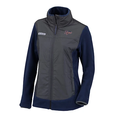 Women's Columbia Navy Detroit Tigers Basin Butte Omni-Heat™ Full-Zip Jacket
