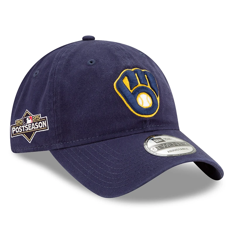 Men's New Era Navy Milwaukee Brewers 2025 MLB Postseason Side Patch 9TWENTY Adjustable Hat