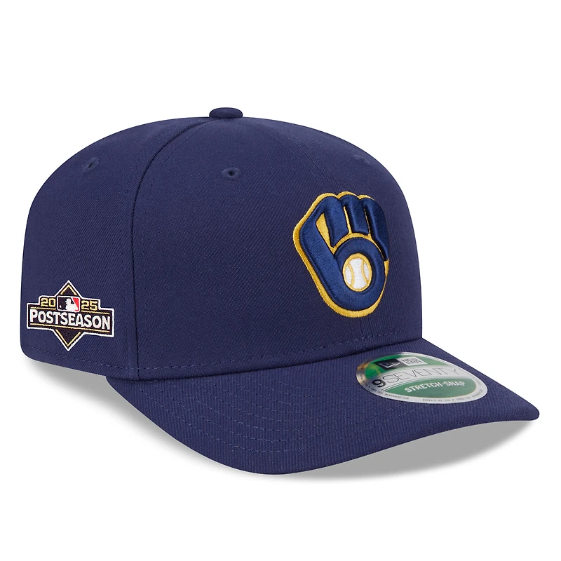 Men's New Era Navy Milwaukee Brewers 2025 MLB Postseason Side Patch 9SEVENTY Adjustable Hat