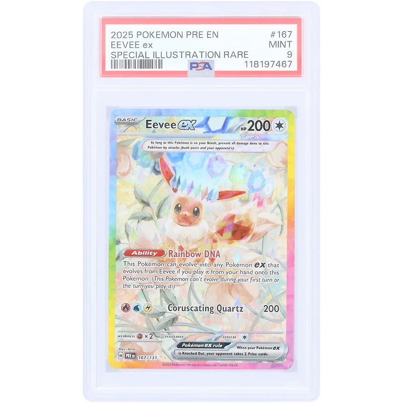 Eevee 2025 Pokemon Prismatic Evolutions EX Special Illustration Rare #167 PSA Authenticated 9 Card