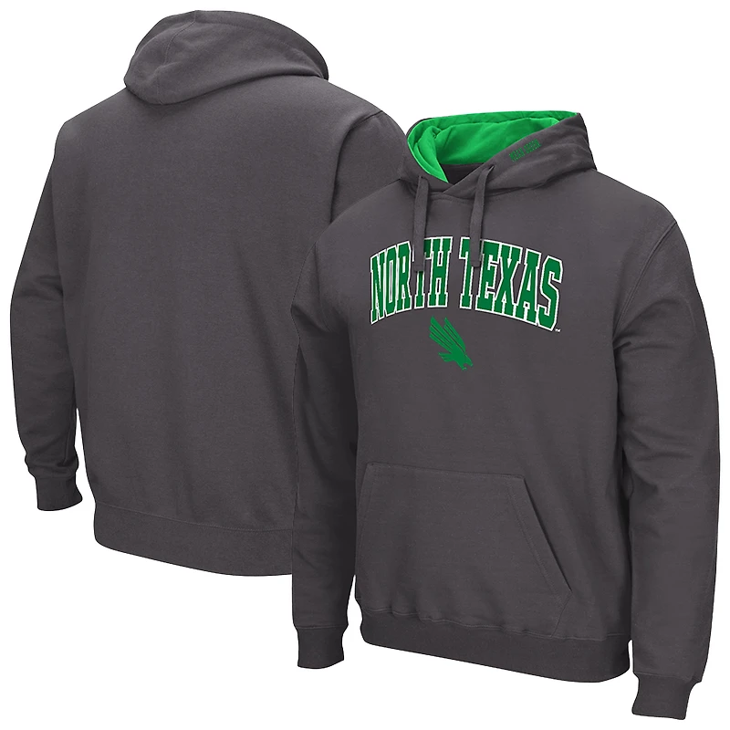 Men's Colosseum Charcoal North Texas Mean Green Arch & Logo 3.0 Hoodie