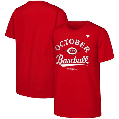 Youth Fanatics Red Cincinnati Reds 2025 MLB Postseason Locker Room T-Shirt
