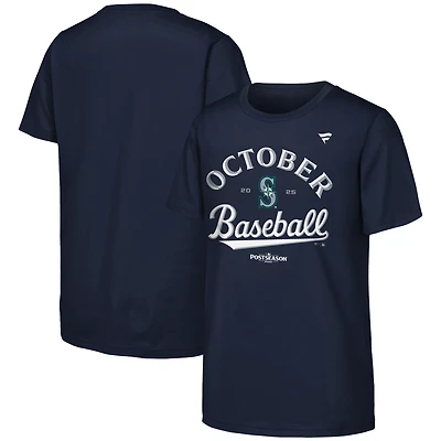 Youth Fanatics Navy Seattle Mariners 2025 MLB Postseason Locker Room T-Shirt