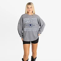Women's Gameday Couture Gray Penn State Nittany Lions Oversized Final Score Snow Wash Long Sleeve T-Shirt