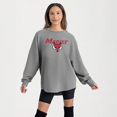 Women's Gameday Couture Gray Marist Red Foxes Oversized Pure Motion Corded Sweatshirt