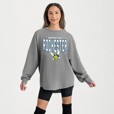 Women's Gameday Couture Gray Rochester Yellow Jackets Oversized Pure Motion Corded Sweatshirt