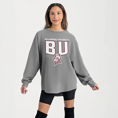 Women's Gameday Couture Gray Bellarmine Knights Oversized Pure Motion Corded Sweatshirt