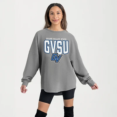Women's Gameday Couture Gray Grand Valley State Lakers Oversized Pure Motion Corded Sweatshirt