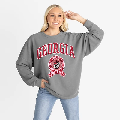 Women's Gameday Couture Gray Georgia Bulldogs Oversized Training Day Corded Sweatshirt