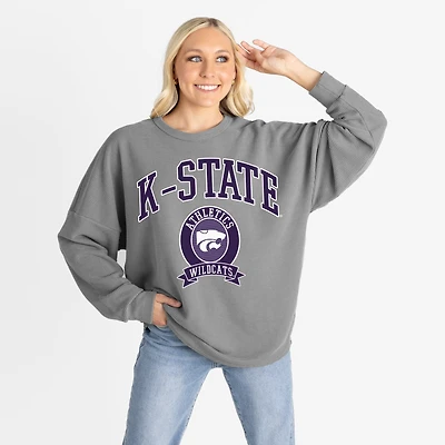Women's Gameday Couture Gray Kansas State Wildcats Oversized Training Day Corded Sweatshirt