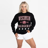 Women's Gameday Couture Black Wisconsin Badgers Oversized Everyday Star Long Sleeve T-Shirt