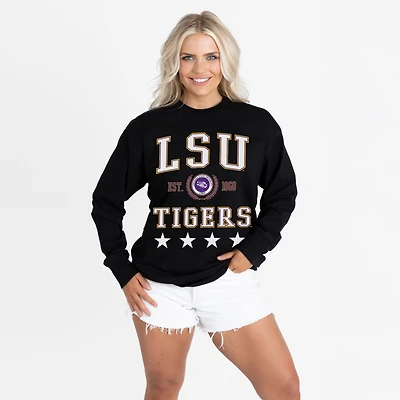 Women's Gameday Couture Black LSU Tigers Oversized Everyday Star Long Sleeve T-Shirt