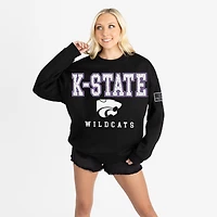 Women's Gameday Couture Black Kansas State Wildcats Oversized Level Up Black Label Premium Sweatshirt