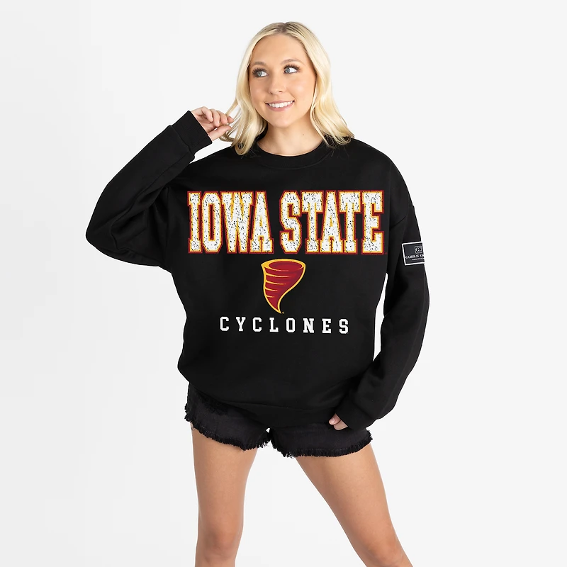 Women's Gameday Couture Black Iowa State Cyclones Oversized Level Up Black Label Premium Sweatshirt