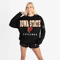 Women's Gameday Couture Black Iowa State Cyclones Oversized Level Up Black Label Premium Sweatshirt