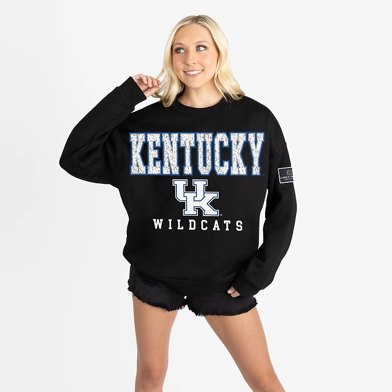 Women's Gameday Couture Black Kentucky Wildcats Oversized Level Up Black Label Premium Sweatshirt