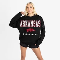 Women's Gameday Couture Black Arkansas Razorbacks Oversized Level Up Black Label Premium Sweatshirt