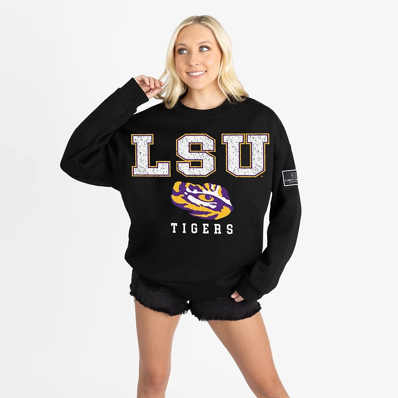 Women's Gameday Couture Black LSU Tigers Oversized Level Up Black Label Premium Sweatshirt