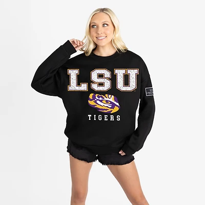 Women's Gameday Couture Black LSU Tigers Oversized Level Up Black Label Premium Sweatshirt