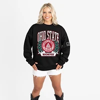 Women's Gameday Couture Black Ohio State Buckeyes Oversized Victory Lane Black Label Premium Sweatshirt