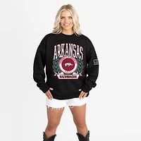Women's Gameday Couture Black Arkansas Razorbacks Oversized Victory Lane Black Label Premium Sweatshirt