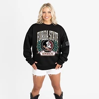 Women's Gameday Couture Black Florida State Seminoles Oversized Victory Lane Black Label Premium Sweatshirt