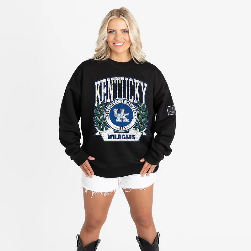 Women's Gameday Couture Black Kentucky Wildcats Oversized Victory Lane Black Label Premium Sweatshirt