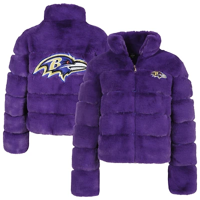 Women's Cuce Purple Baltimore Ravens Full-Zip Faux Fur Coat