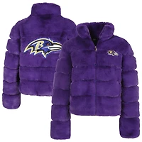 Women's Cuce Purple Baltimore Ravens Full-Zip Faux Fur Coat