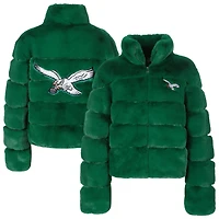 Women's Cuce Kelly Green Philadelphia Eagles Full-Zip Faux Fur Coat