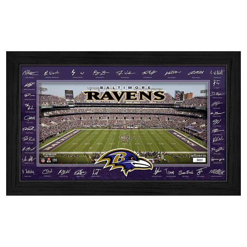 Highland Mint Baltimore Ravens 12" x 20" 2025 Signature Gridiron Panoramic Framed Photo