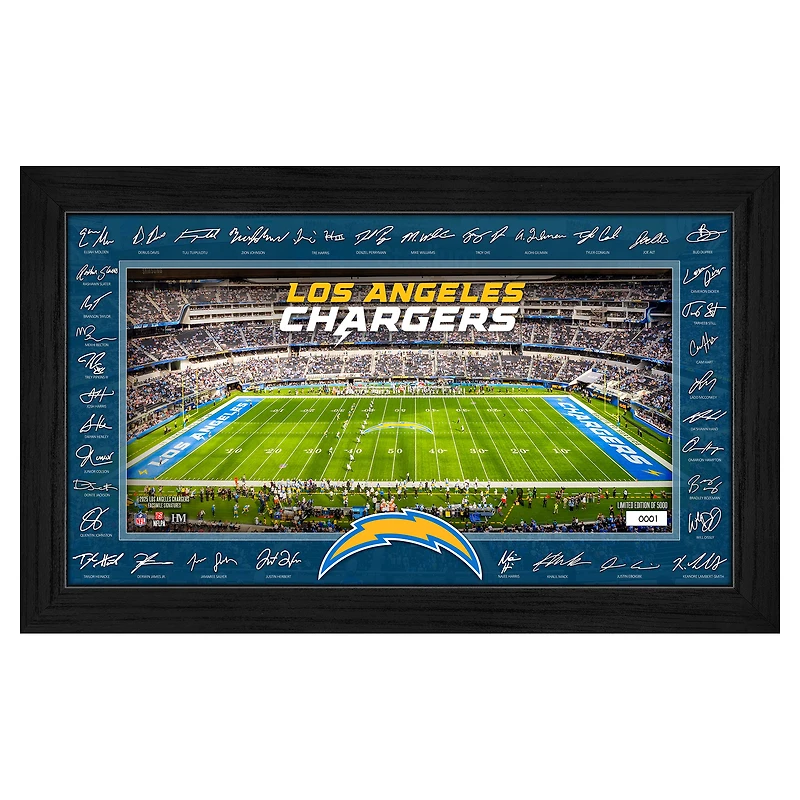 Highland Mint Los Angeles Chargers 12" x 20" 2025 Signature Gridiron Panoramic Framed Photo