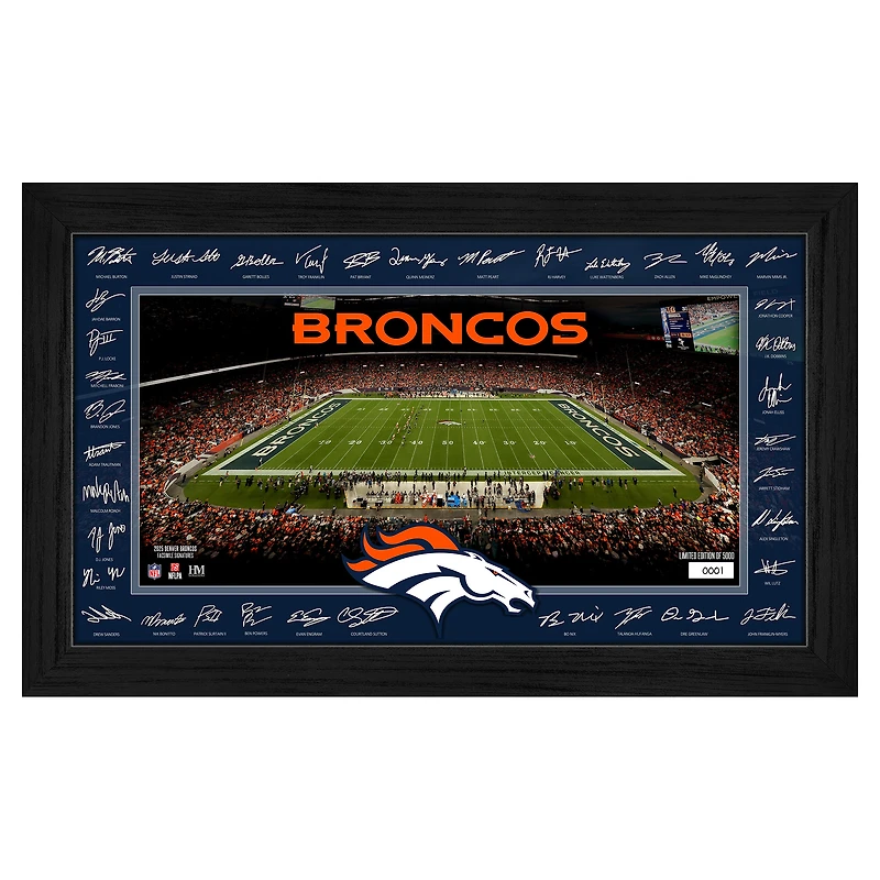 Highland Mint Denver Broncos 12" x 20" 2025 Signature Gridiron Panoramic Framed Photo