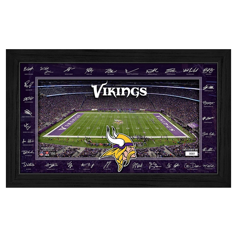Highland Mint Minnesota Vikings 12" x 20" 2025 Signature Gridiron Panoramic Framed Photo