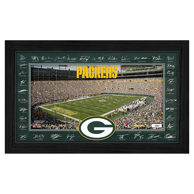 Highland Mint Green Bay Packers 12" x 20" 2025 Signature Gridiron Panoramic Framed Photo