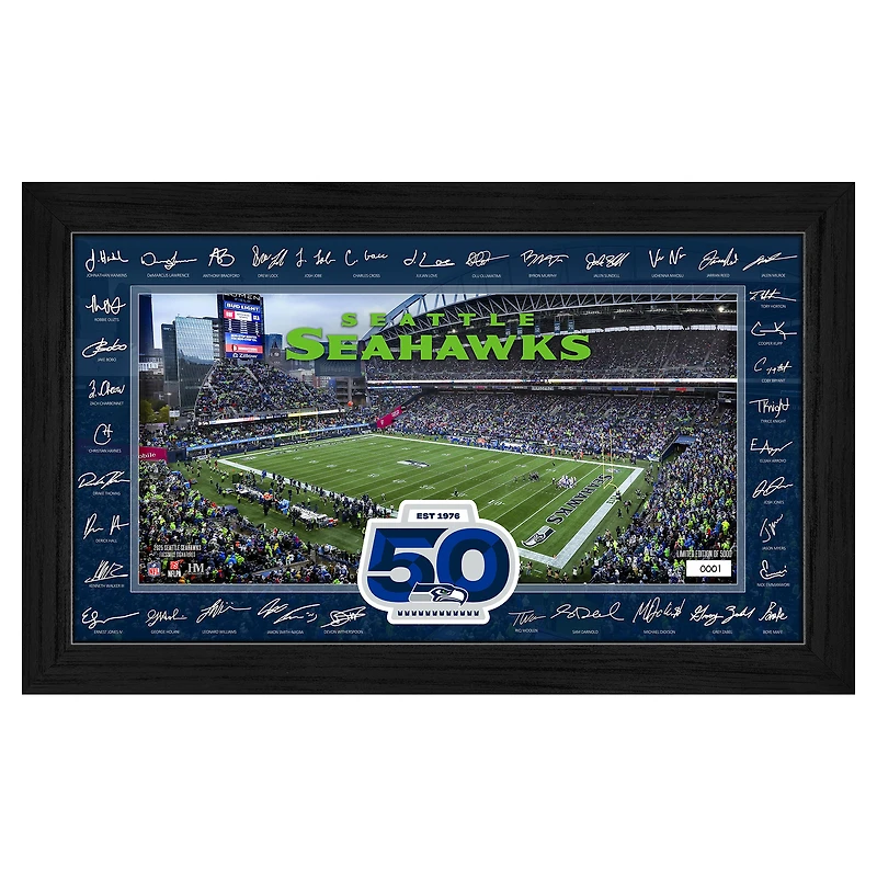 Highland Mint Seattle Seahawks 12" x 20" 2025 Signature Gridiron Panoramic Framed Photo