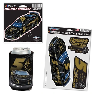 Kyle Larson WinCraft HendrickCars.com / Zac Brown Band Can Cooler, Magnet & Three-Pack Fan Decal Set