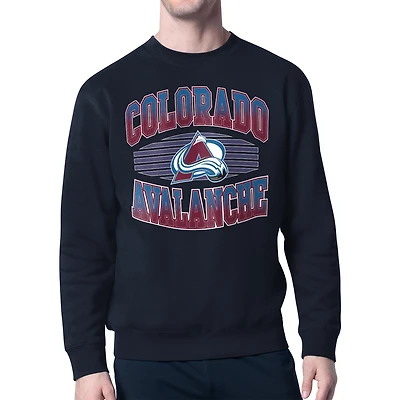 Men's Starter Navy Colorado Avalanche Team Grit Graphic Fleece Pullover Sweatshirt