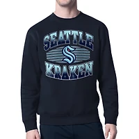 Men's Starter Deep Sea Blue Seattle Kraken Team Grit Graphic Fleece Pullover Sweatshirt