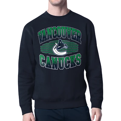 Men's Starter Navy Vancouver Canucks Team Grit Graphic Fleece Pullover Sweatshirt
