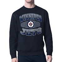 Men's Starter Navy Winnipeg Jets Team Grit Graphic Fleece Pullover Sweatshirt