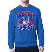 Men's Starter Blue New York Rangers Team Grit Graphic Fleece Pullover Sweatshirt