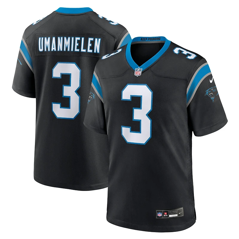 Men's Nike Princely Umanmielen Black Carolina Panthers Team Game Jersey