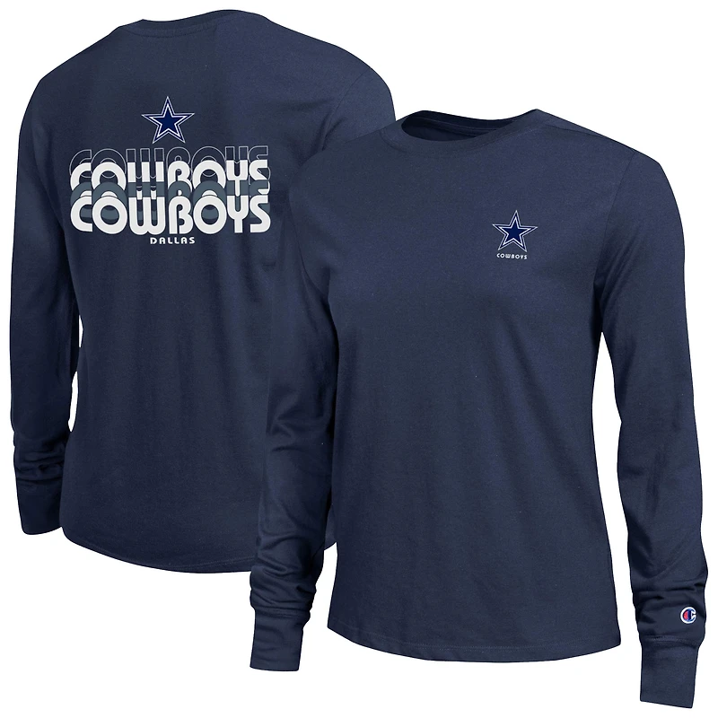 Women's Champion Navy Dallas Cowboys Core Long-Sleeve T-Shirt