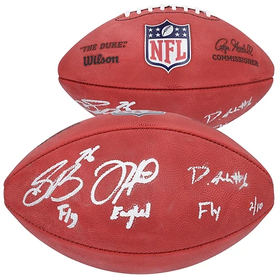 Jalen Hurts, Saquon Barkley and Devonta Smith Philadelphia Eagles Autographed Duke Full Color Football with "Fly Eagles Fly" Inscription - Limited Edition of 10