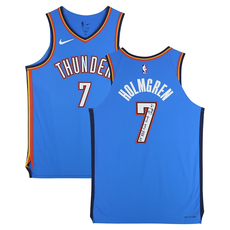 Chet Holmgren Oklahoma City Thunder Autographed Blue Nike Authentic Jersey with "25 NBA Finals Champs" Inscription