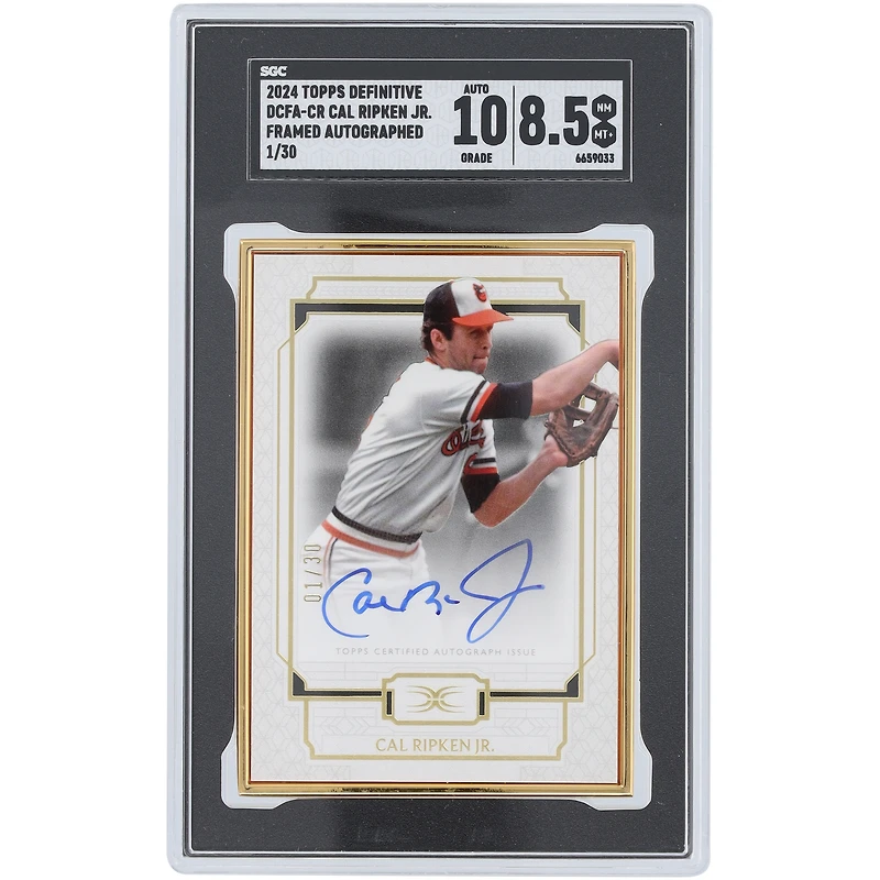 Cal Ripken Jr. Baltimore Orioles Autographed 2024 Topps Definitive Collection Gold Framed #DCFA-CR #1/30 SGC Authenticated 8.5/10 Card