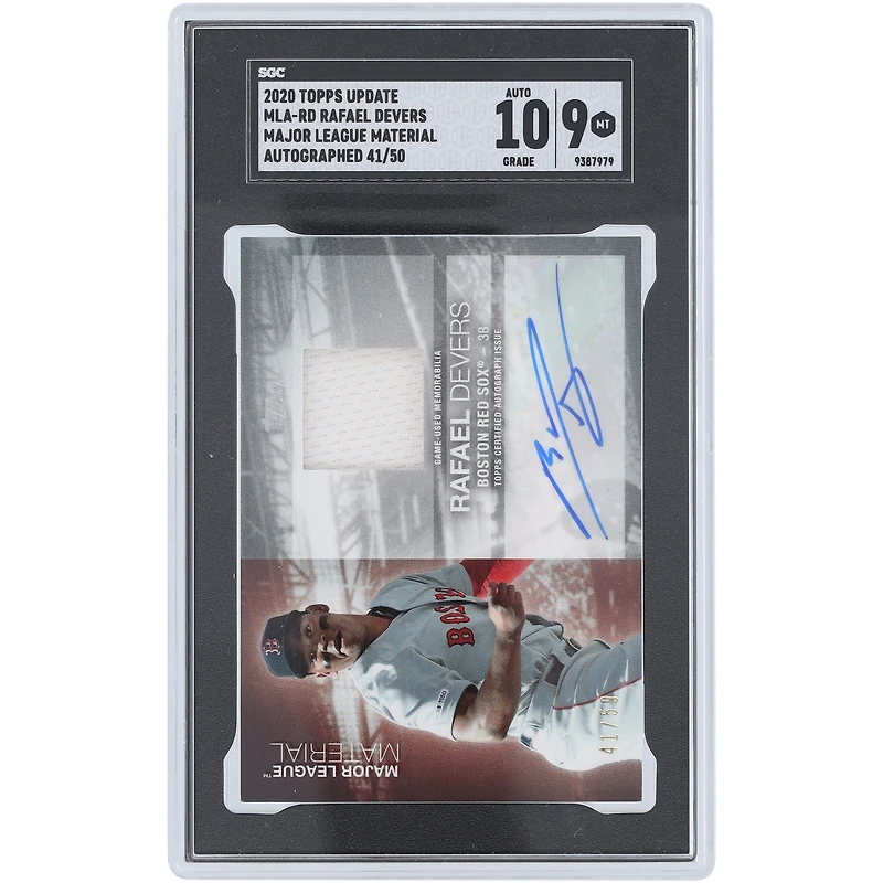 Rafael Devers Boston Red Sox Autographed 2020 Topps Update Major League Material Relic #MLA-RD #41/50 SGC Authenticated 9/10 Card