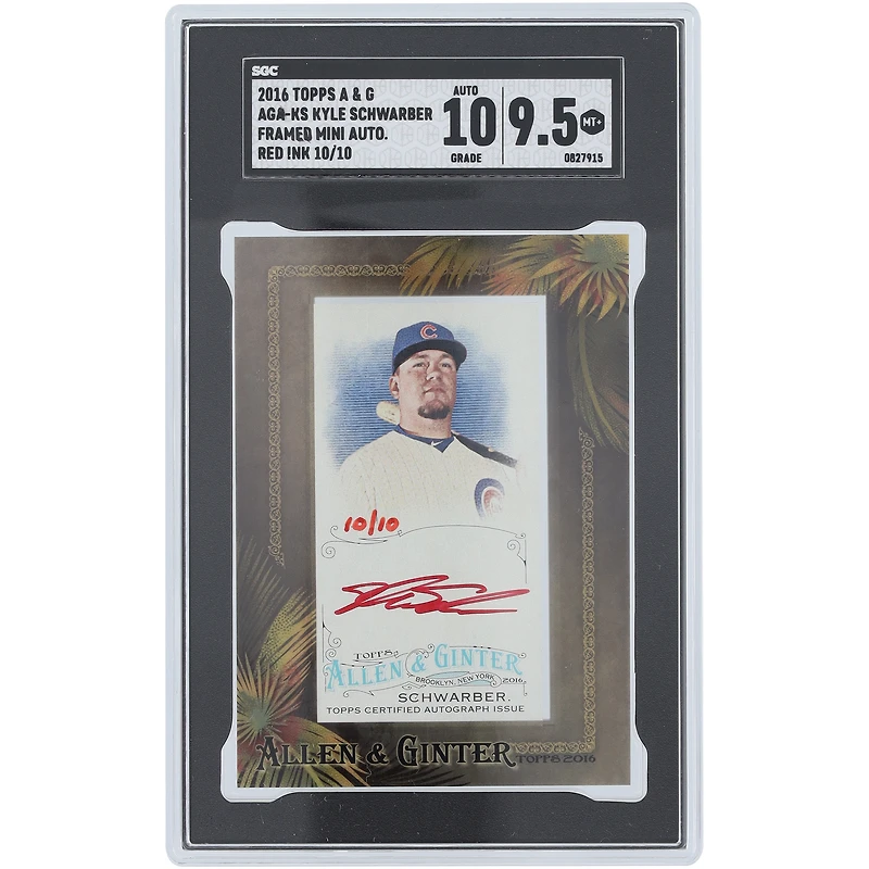 Kyle Schwarber Chicago Cubs Autographed 2016 Topps Allen & Ginter Framed Mini Red Ink #AGA-KS #10/10 SGC Authenticated 9.5/10 Card